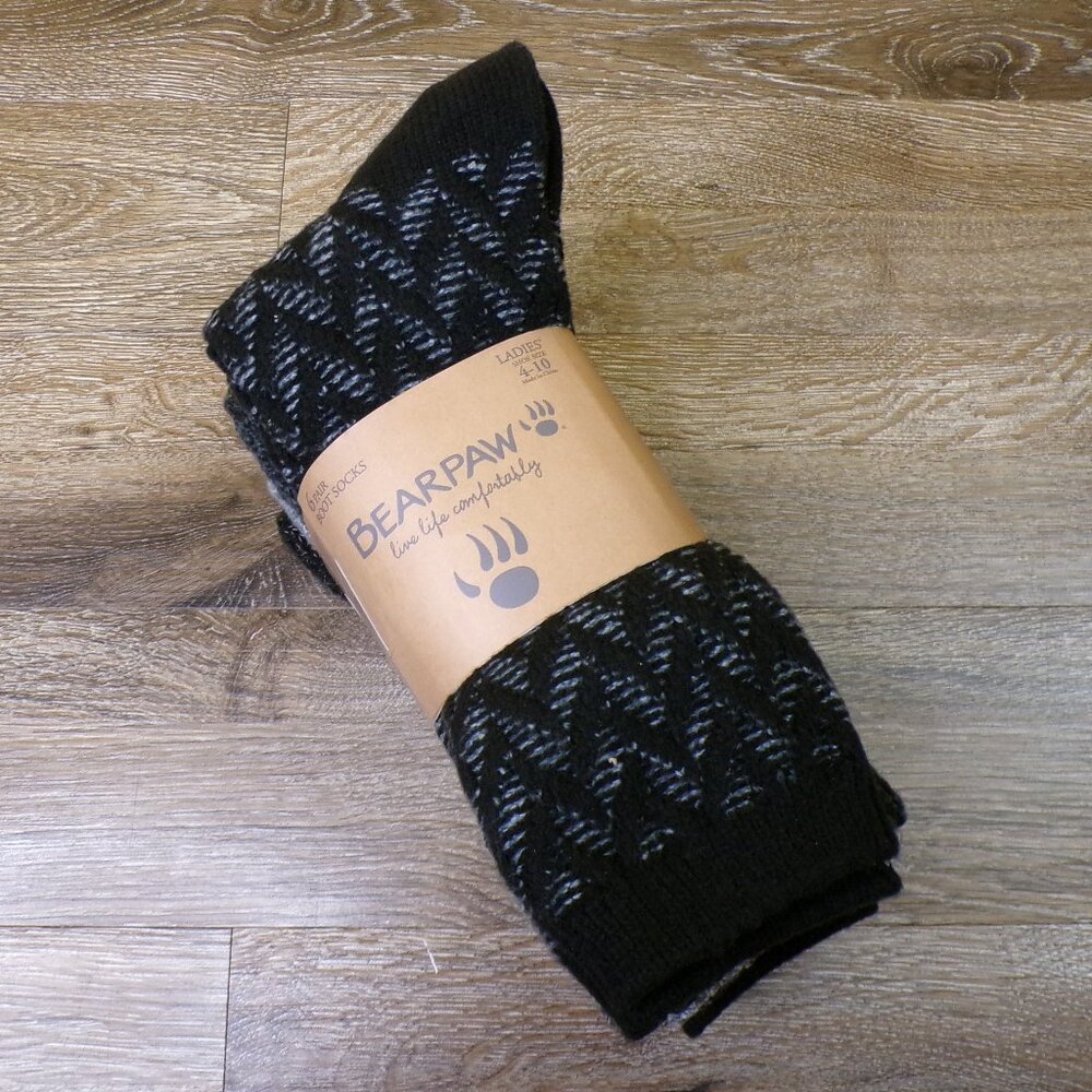 BEARPAW NWT Ladies' Boot Socks 6 Pairs Shoe Size 4-10 Live Life Comfortably